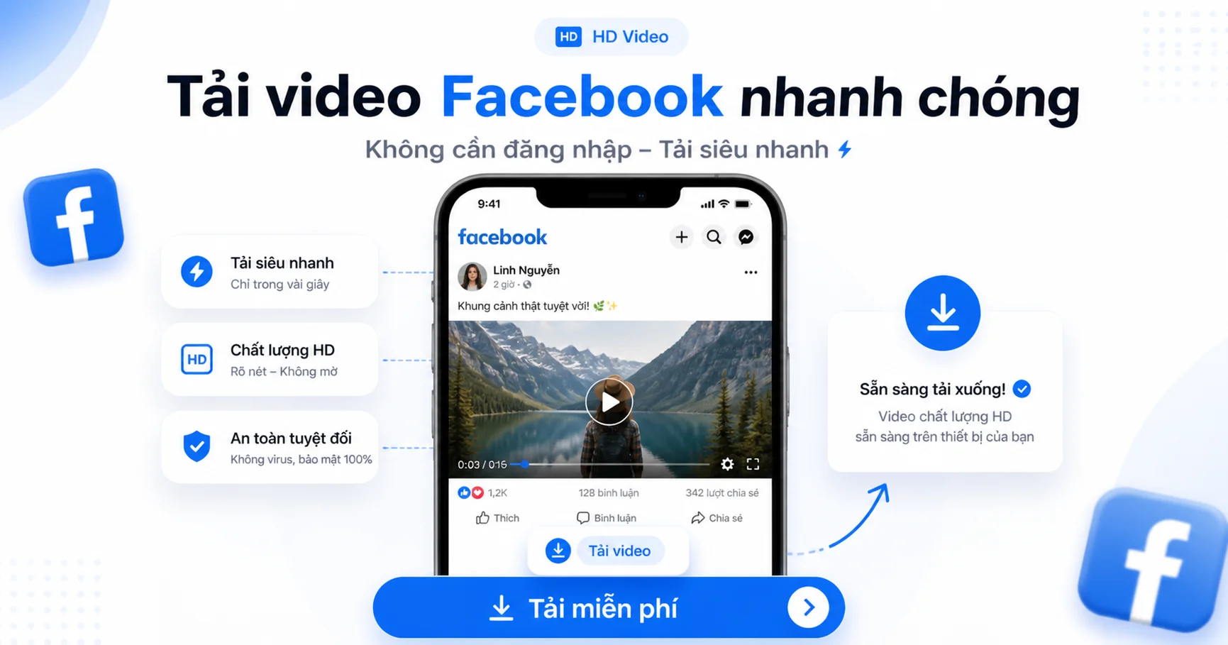 Cách tải video Facebook trên iPhone, Android và máy tính